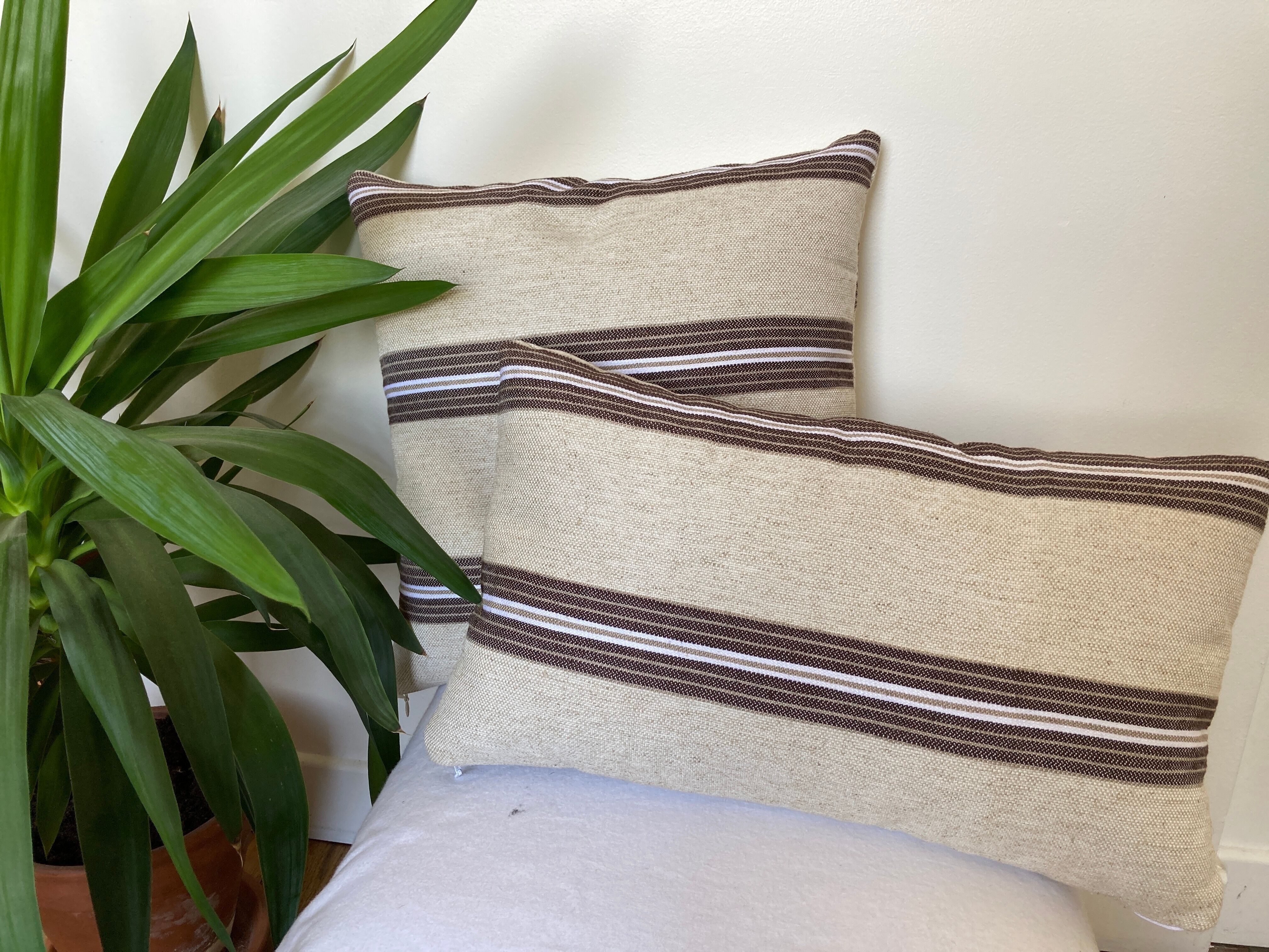 Beige linen cushion