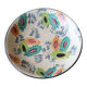 Glazed earthenware dish – polychrome floral decoration