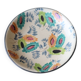 Glazed earthenware dish – polychrome floral decoration
