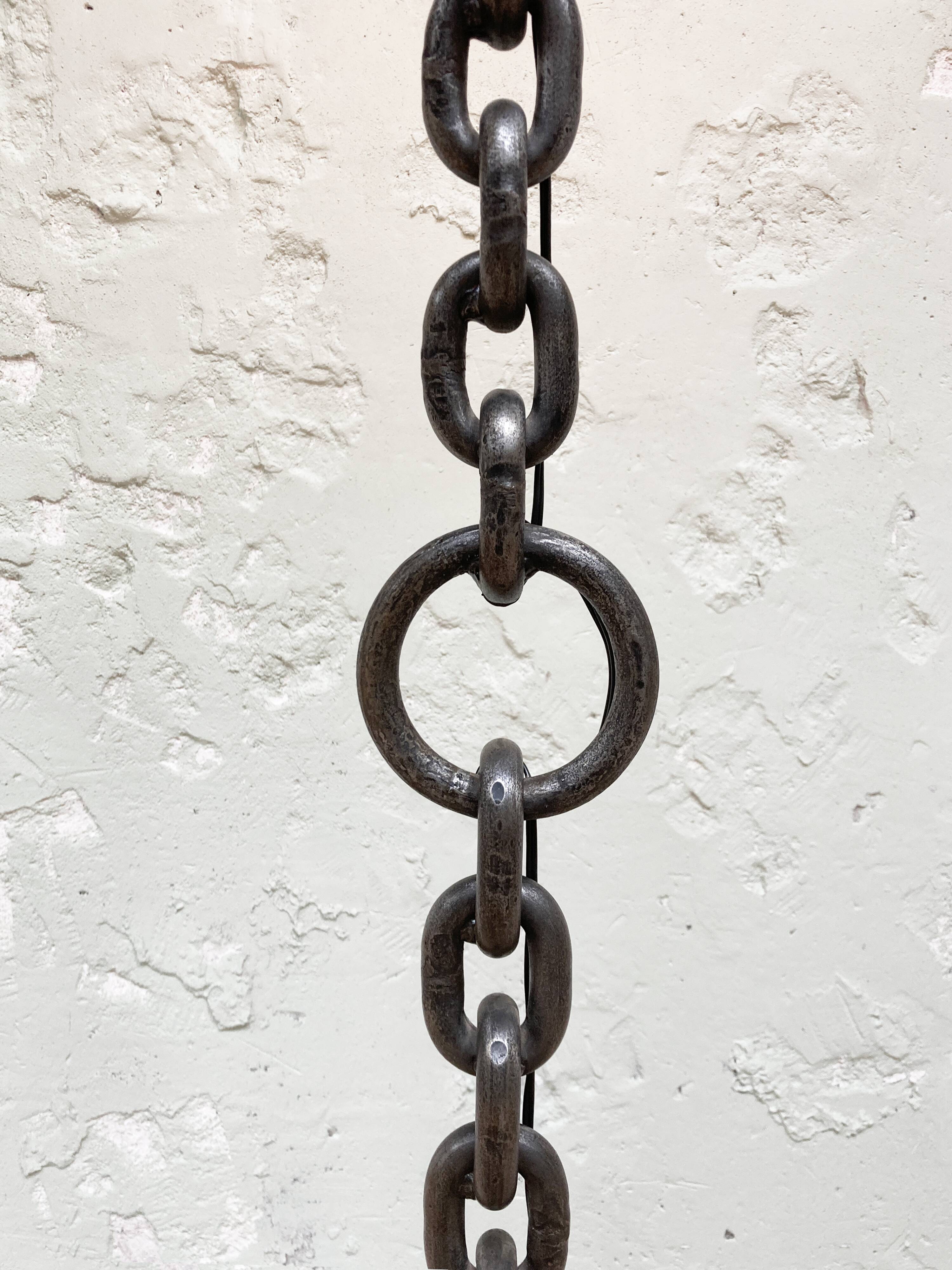 Brutalist floor lamp welded chain