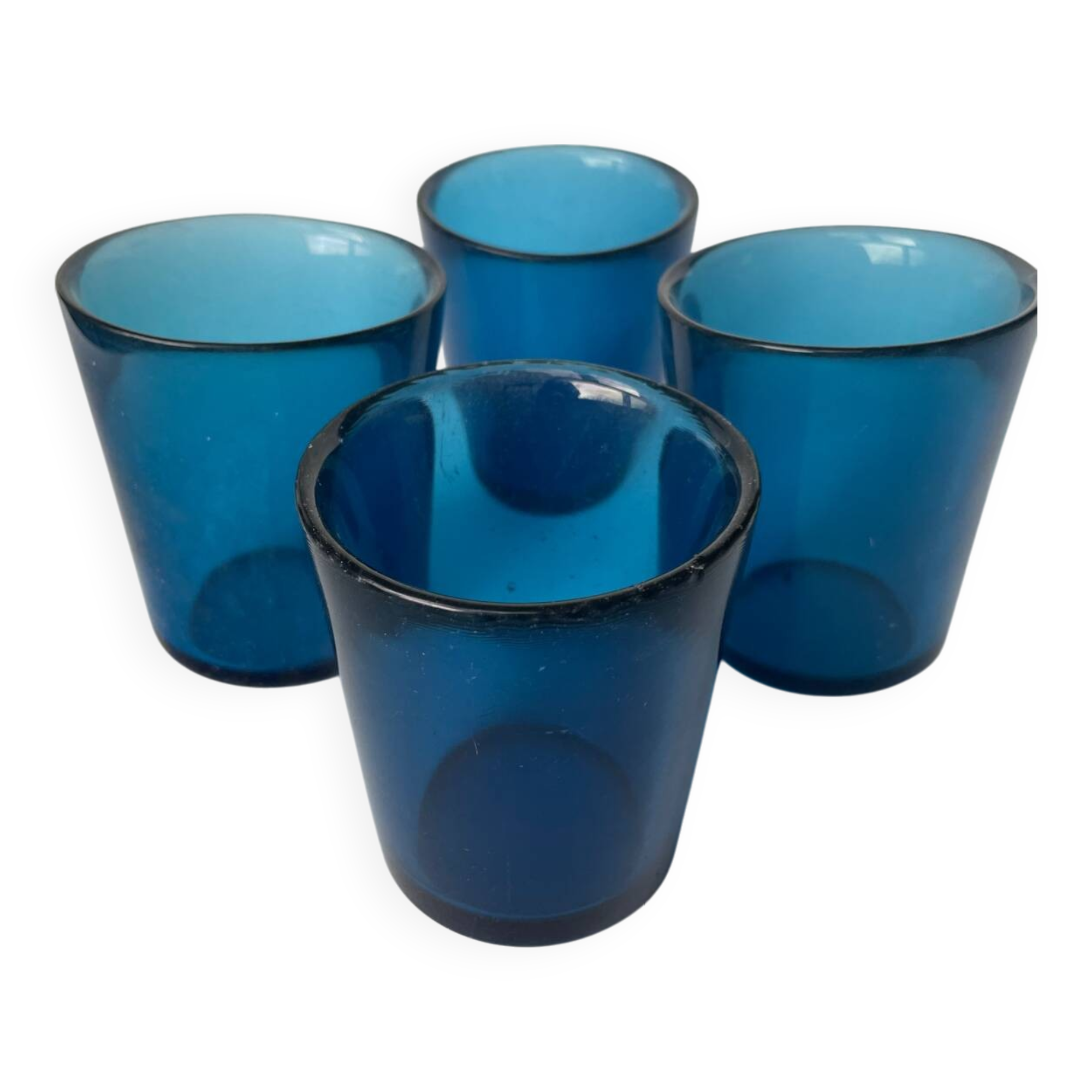 Lot 4 verres Orrefors Fuga Bleus