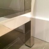 Pair of large side tables in chrome and bronze mirrors