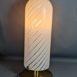 Table lamp blown glass & gold metal Italy vintage 70/80s