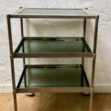 Glass and metal rolling table / serving trolley