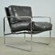 Black leather and metal armchair, 1980s