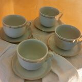 Set of 4 white and gold porcelain cups