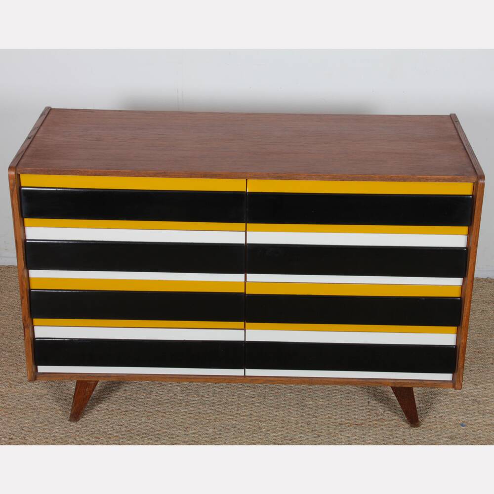 Yellow and black chest of drawers, model U-453, by Jiri Jiroutek, 1960