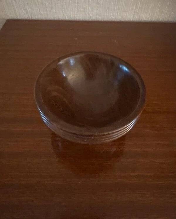 Small vintage turned solid wood bowl, Ø 9 cm