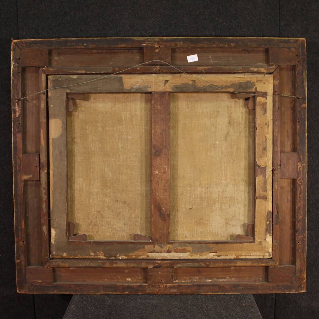 Flemish painting landscape with figures from the 17th century, the apparition of Jesus