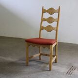 Vintage 1960s Danish Brutalist Ladderback Light Oak Chairs style of Kjærnulf