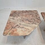 Set of 3 italian marble coffee or side tables, 1970s