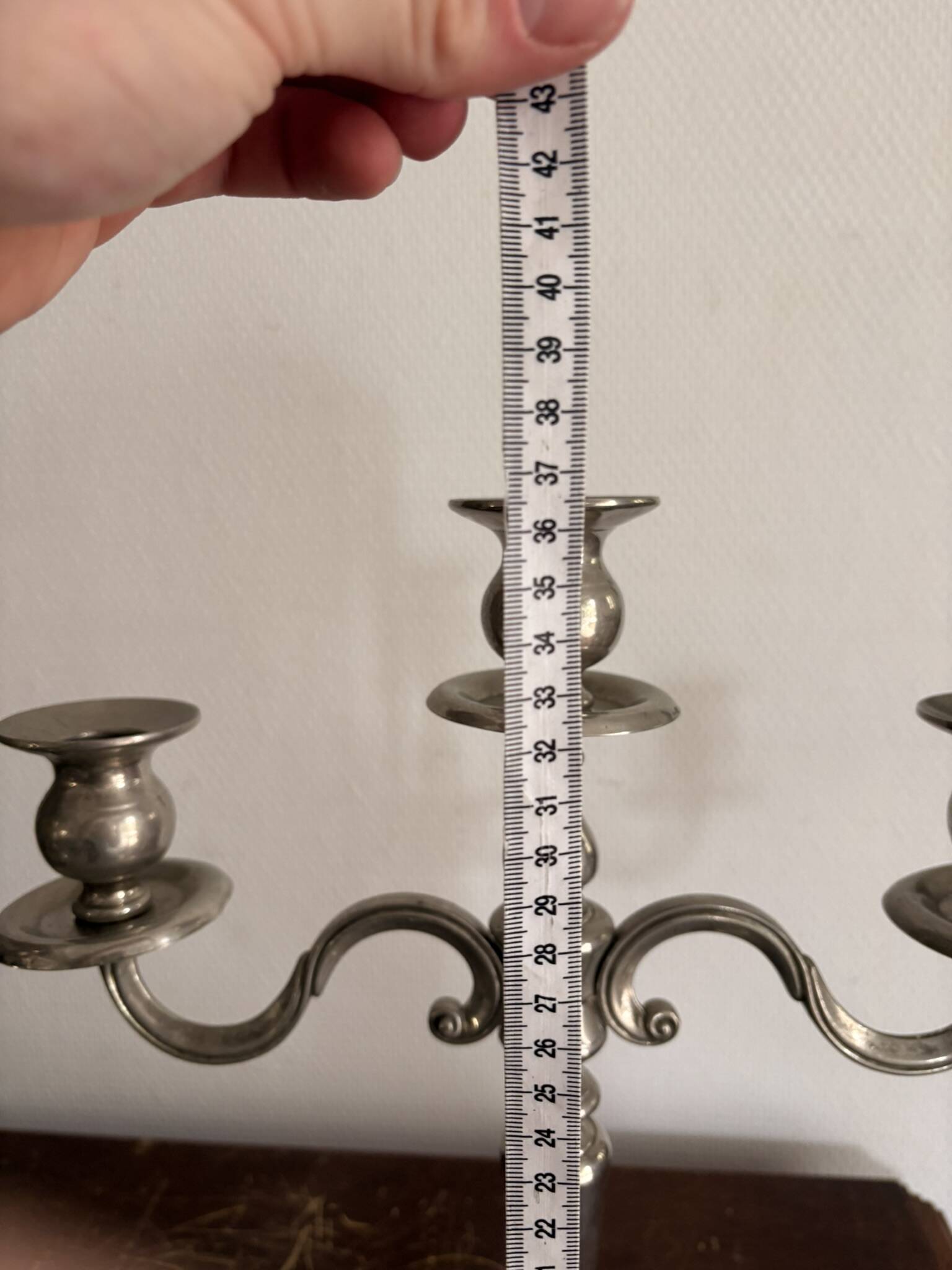 Paire Candélabre 3 Feux Métal Style Louis XV 36cm Vintage