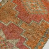 Tapis runner vintage, tons pastel délavés et motifs ethniques, 95x350Cm