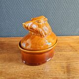 Terrine Vintage Tête de Sanglier en Céramique, Plat de Service Gibier