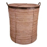 Large XL Rattan & Brass Basket with Handles