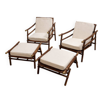 Pair of armchairs and ottomans by John Wisner Far Horizons – Ficks Reed, 1954