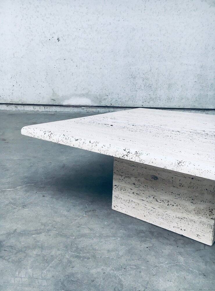 Italian Travertine Square Coffee Table, 1970s
