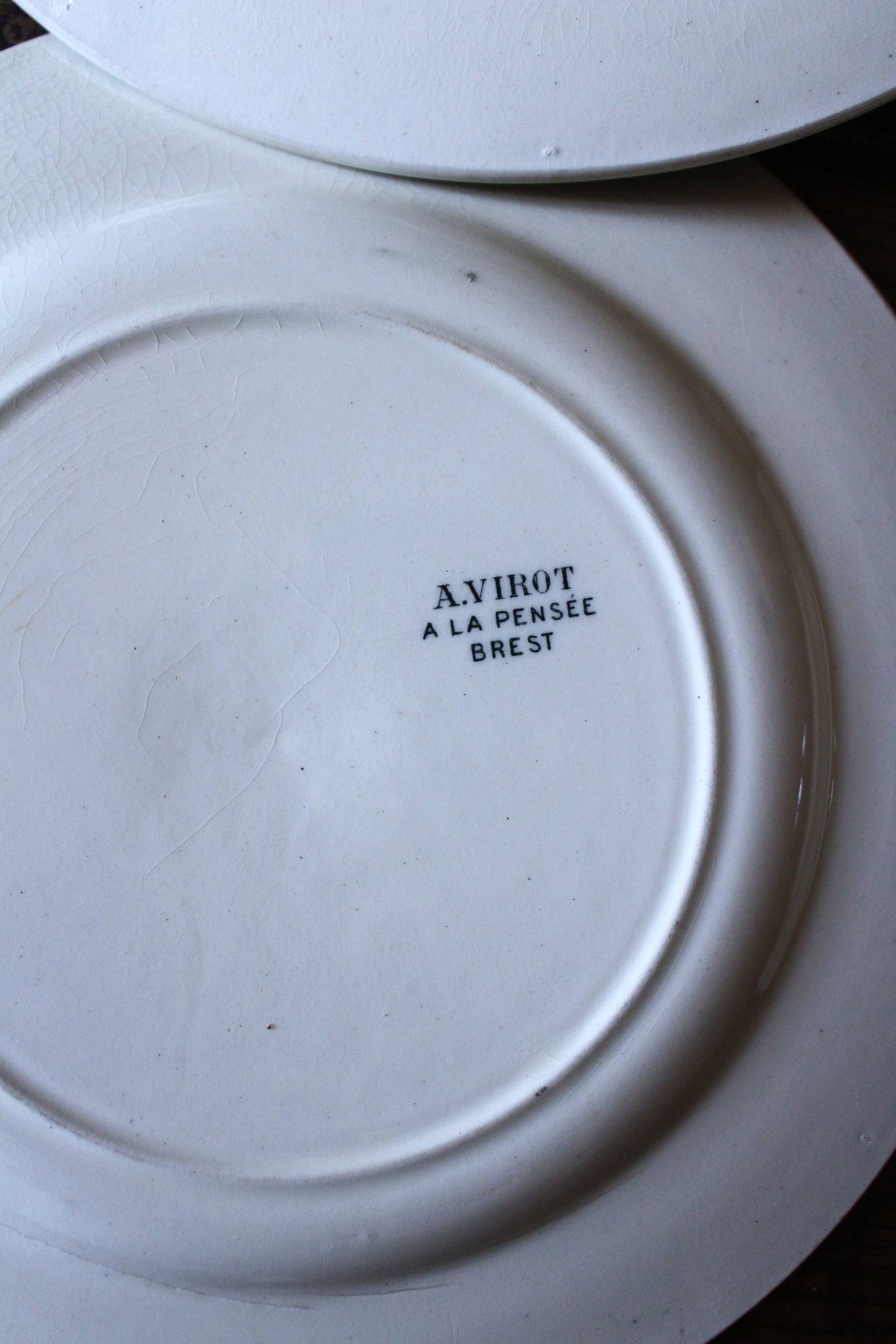 A set of 6 flat plates Terre de Fer Guirlandes Louis XVI Salins