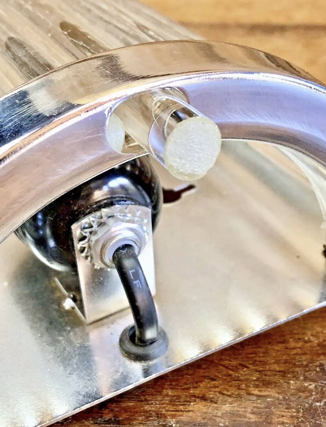 Chrome and glass tube wall light Petitot Genet and Michon c 1950