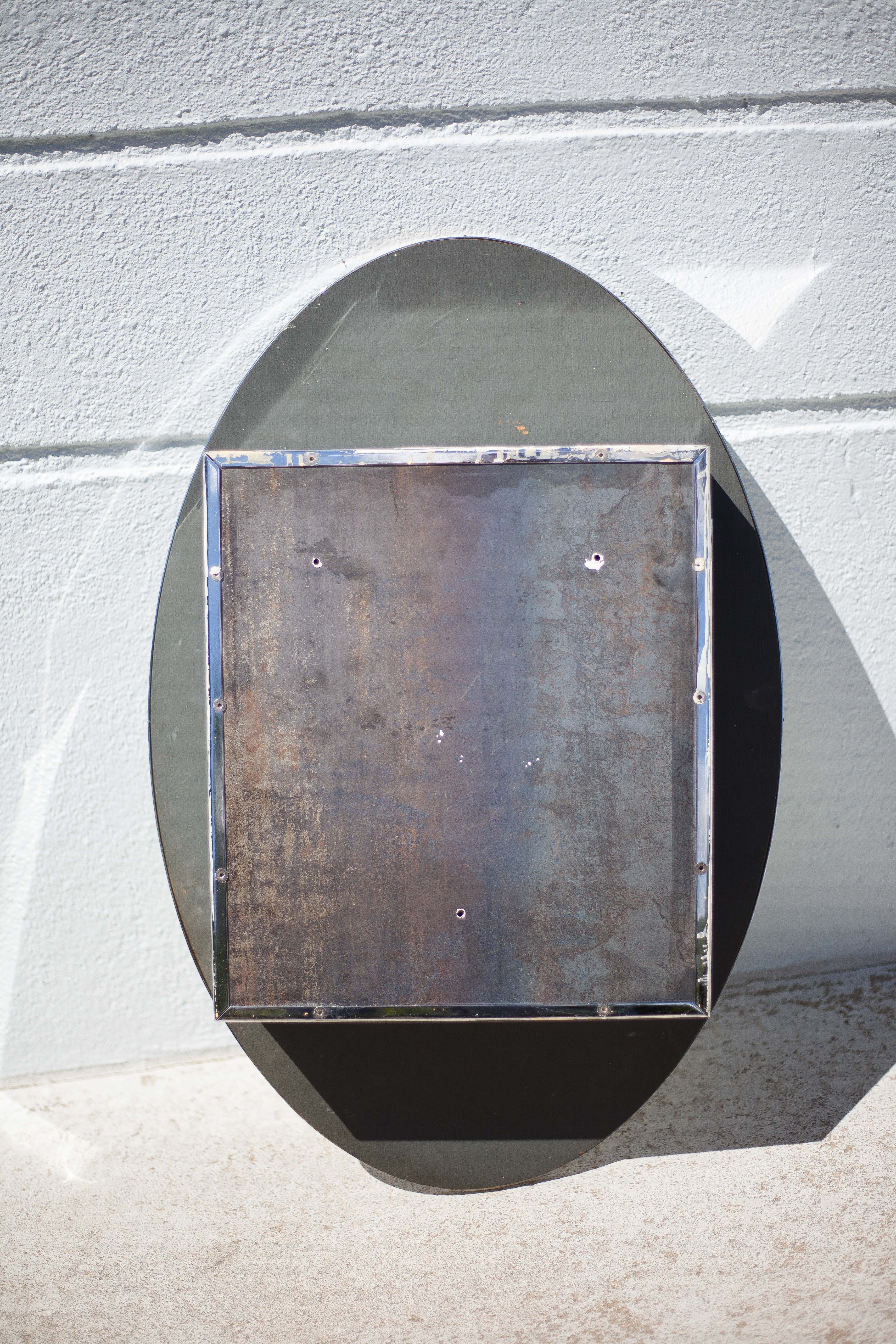 Vintage wall pharmacy, oval mirror cabinet, bathroom, 1 mirror door, shelves