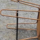 Vintage double wooden side table with copper base from the 50s