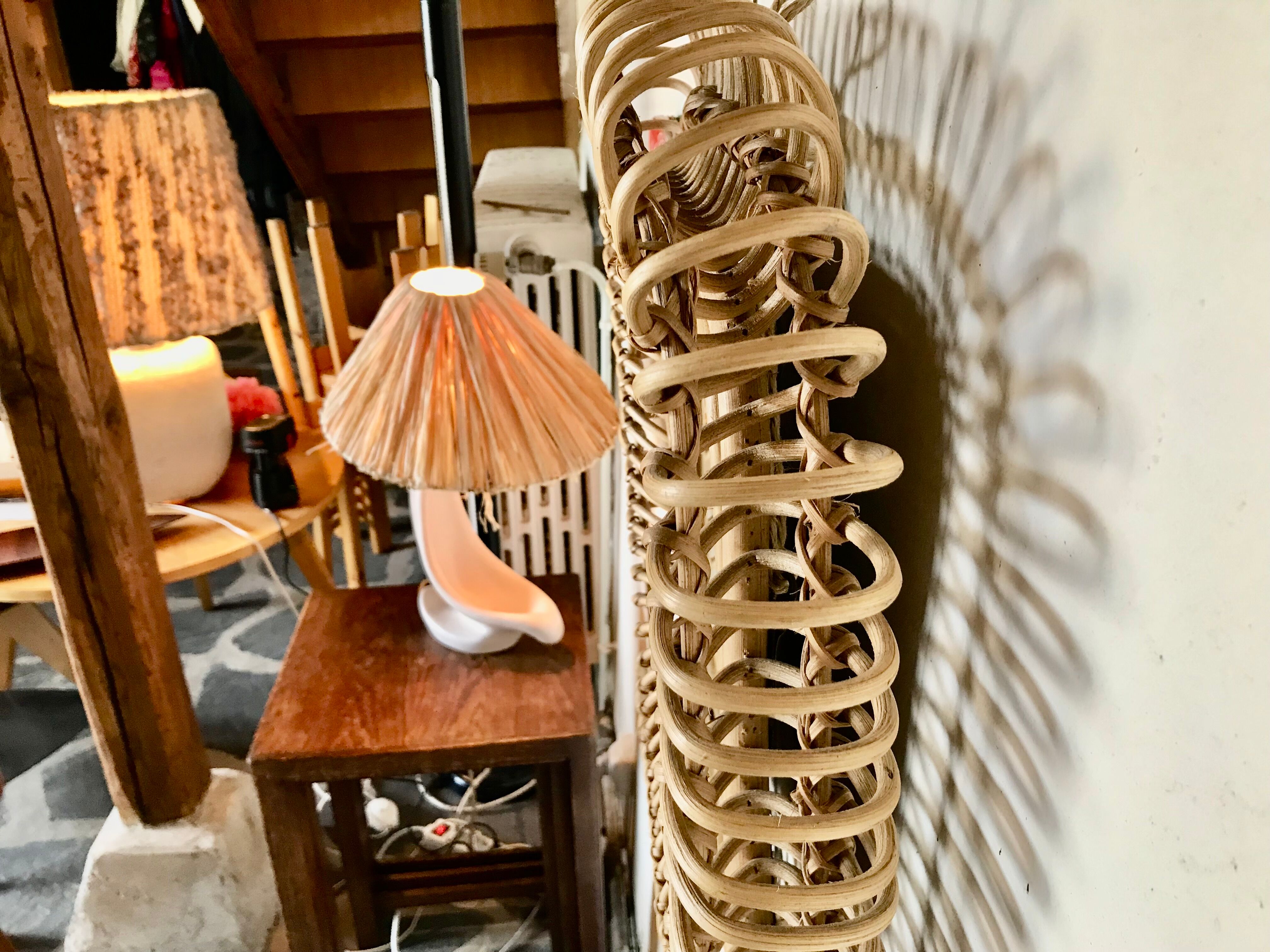 Rattan mirror, circa 1960 54x54cm