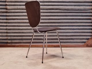 Set of 6 chairs in chrome and vinyl brand "le gal" 70