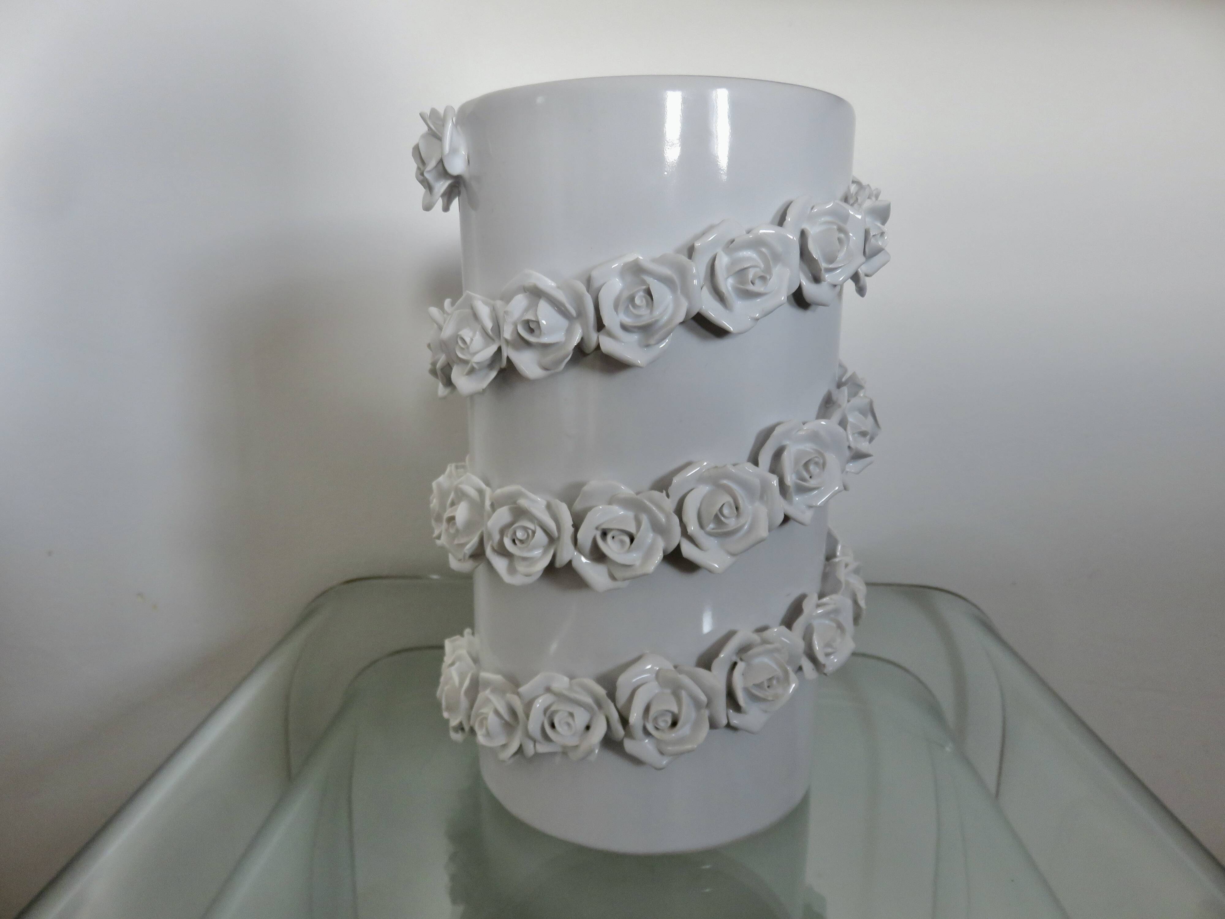 White slip ceramic vase, Italy, 1980s