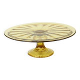 Art Deco Amber Cake Dish Pastry Bowl Depression Glass