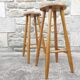 Pair of solid wood bar top stools