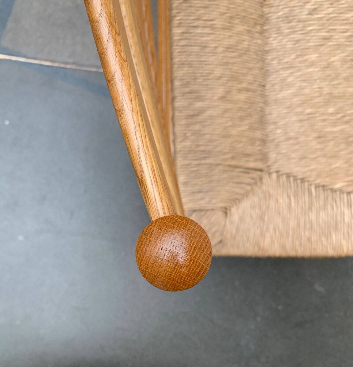 Scandinavian bench and chair set made of paper cord and oak from TS.