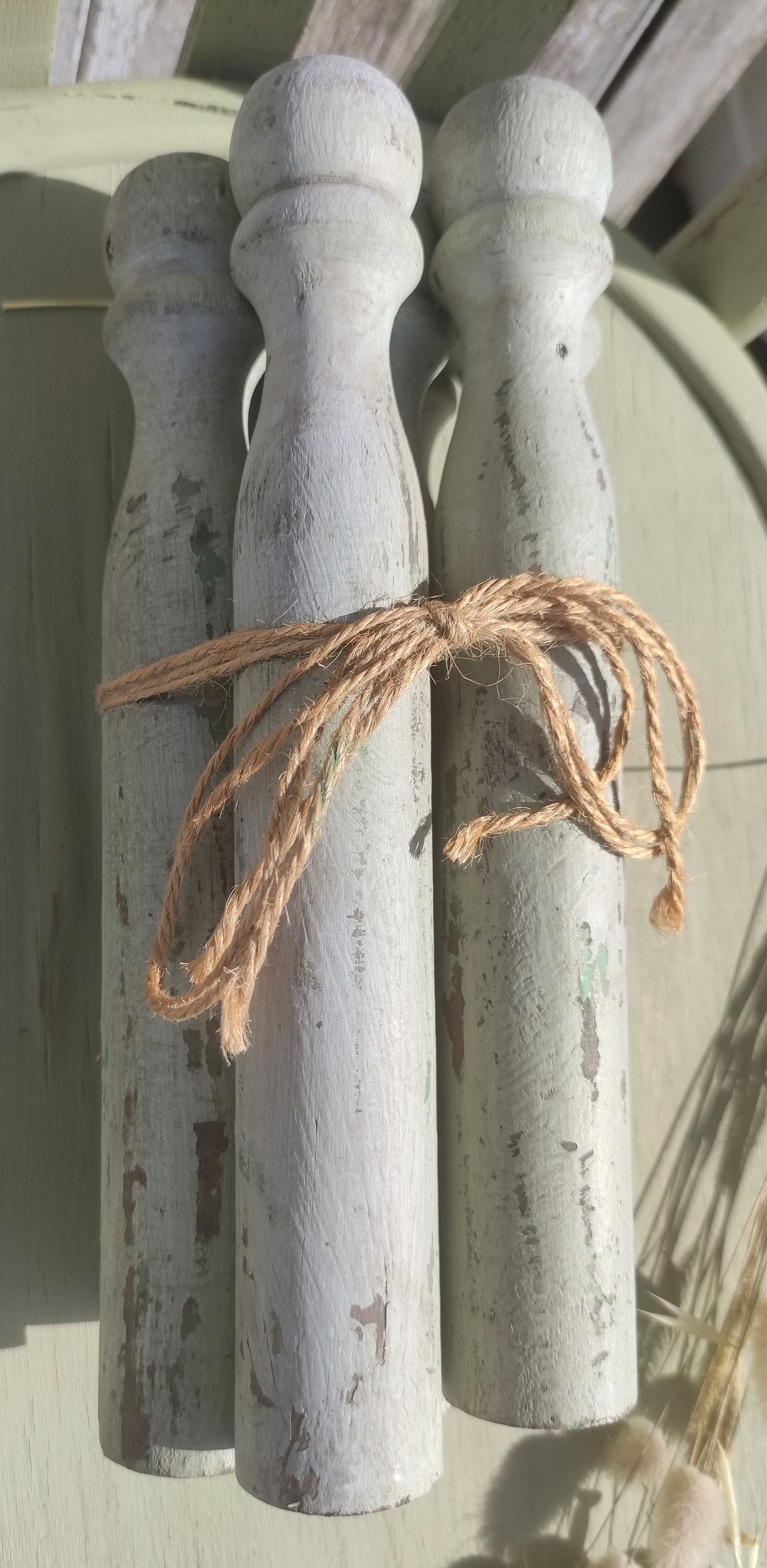 Jeu de quilles vintages en bois patiné