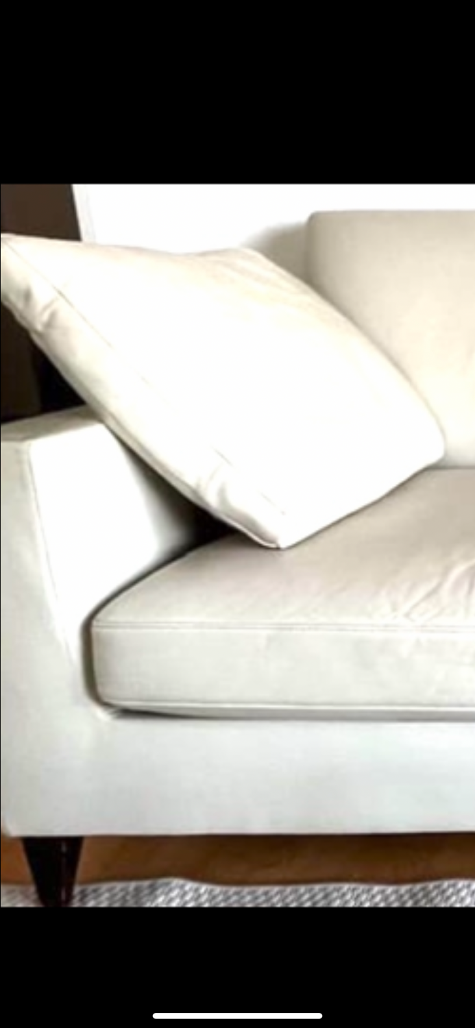Ligne Roset cream white leather sofa