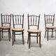 Old wooden cane bistro chair by Fischel editions