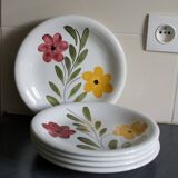 5 Vintage Italian ceramic plates Primula flowers
