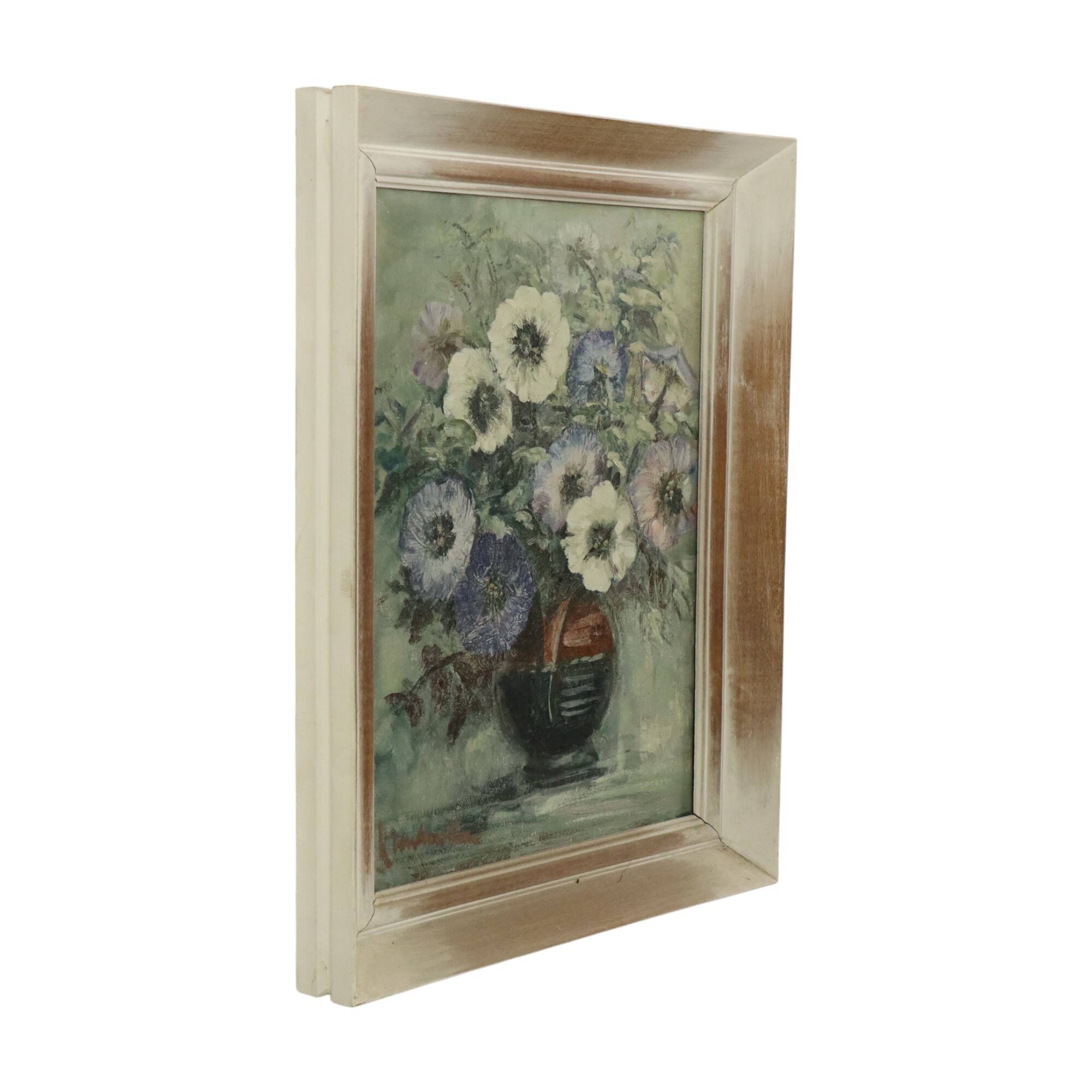 Vintage Flowers Still Life Amateur Painting Framed Signed