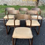 Set of 6 vintage baumann 1970 sled chairs