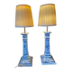 Pair of blue porcelain bedside lamps