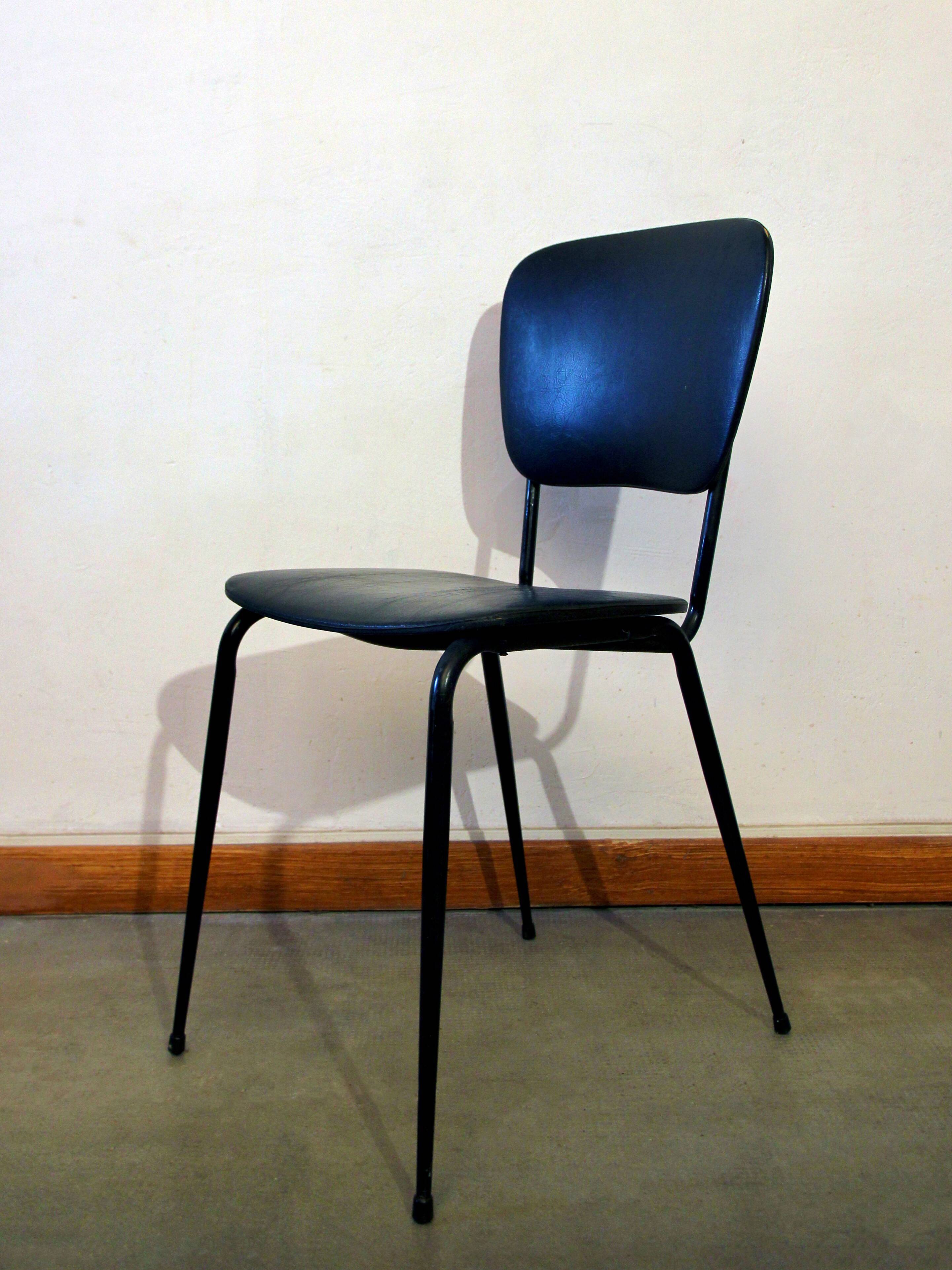 Set of 4 black skai chairs