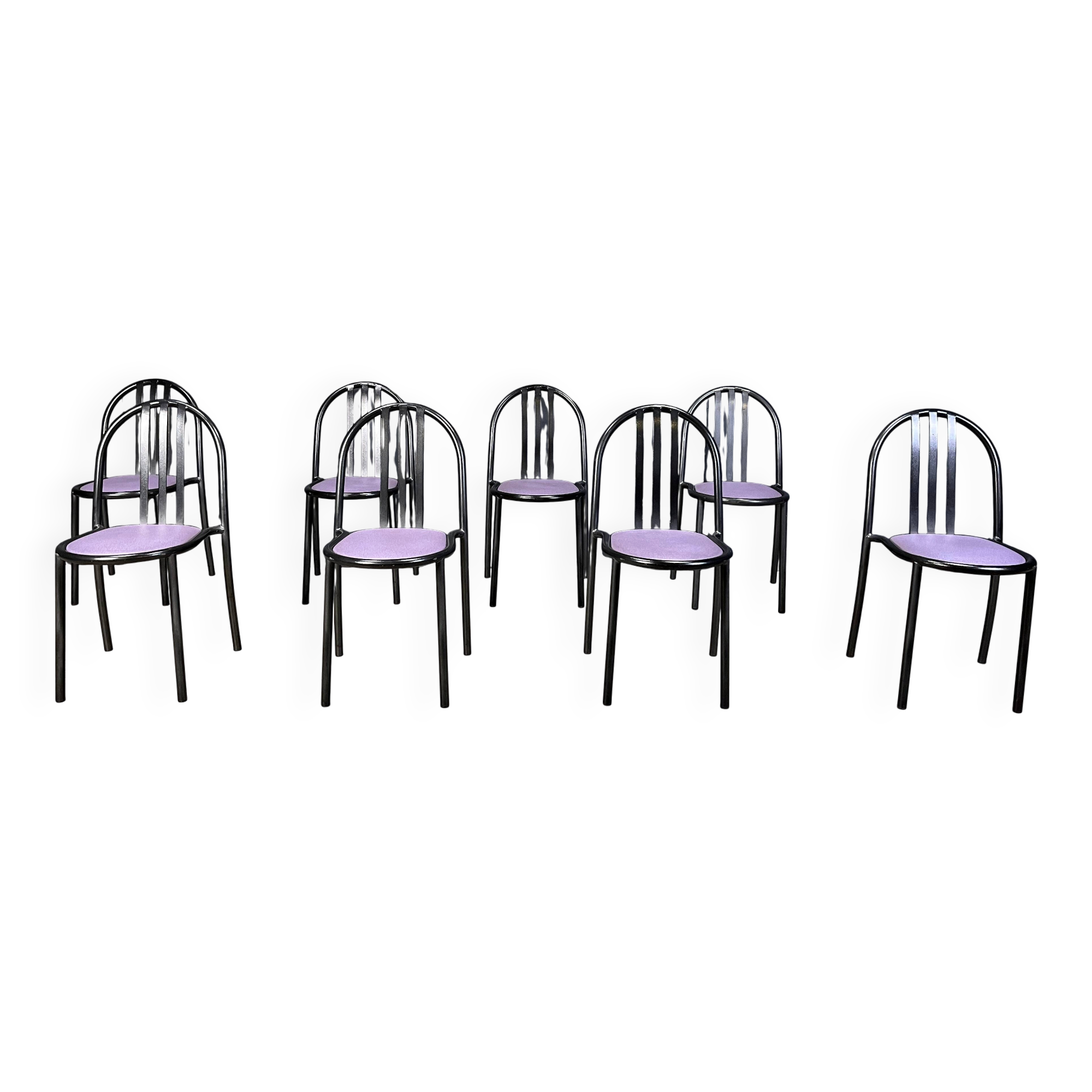 Ensemble de chaises Nr 222 par Robert Mallet-Stevens, années 1980, ensemble de 8.