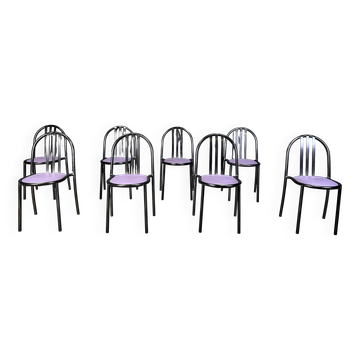 Set of Nr 222 chairs by Robert Mallet-Stevens, 1980s, set of 8