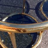 Pair of extra tables pieces of sofa gold metal 70s