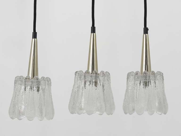 Set of three glass pendants by Carl Fagerlund for Orrefors, Sweden, 1960s.