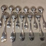 11 silver plated dessert spoons, Christofle Vendome, 17.1 cm