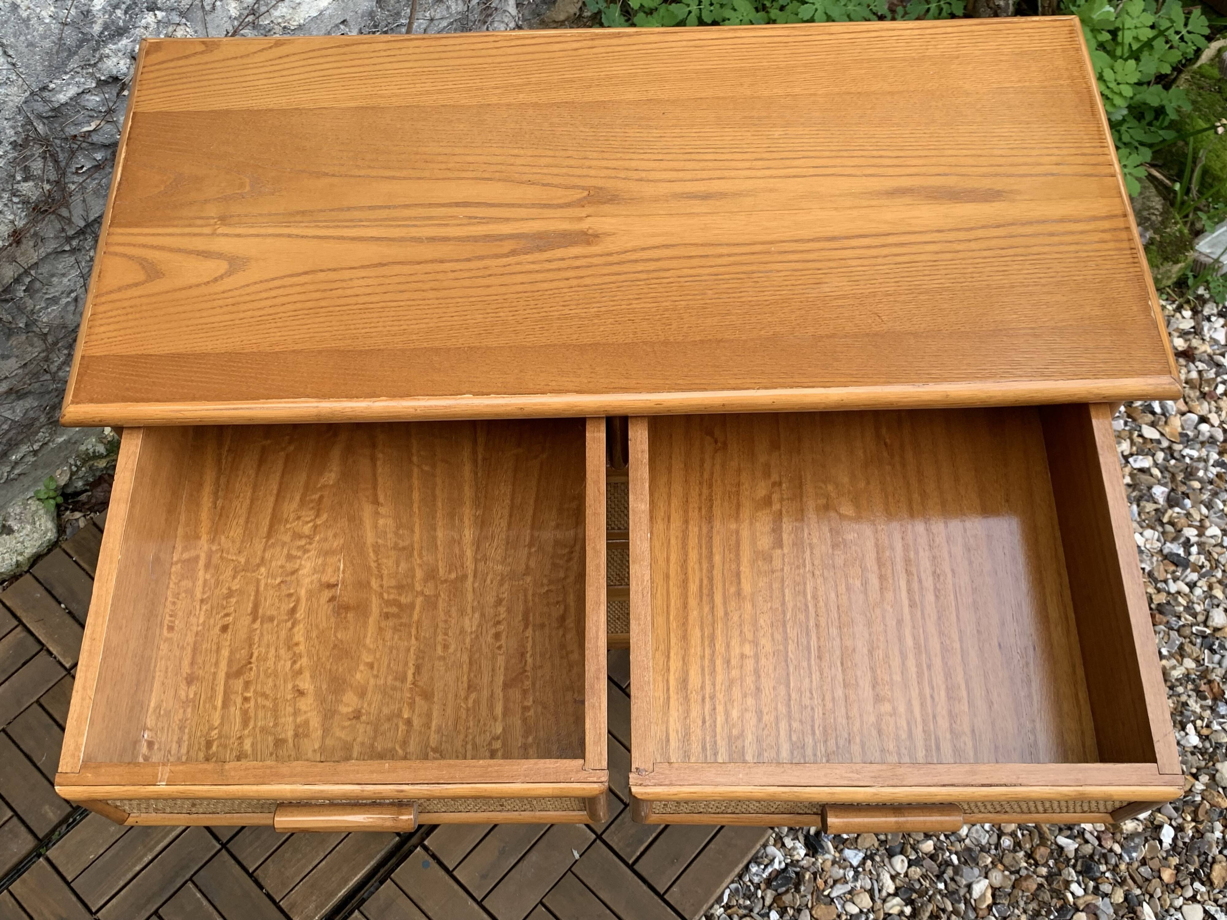 Vintage rattan and woven wicker chest of drawers 1970