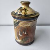 Covered stoneware ceramic pot - Signed Monogram BV (signature to be identified)