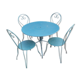 Wrought iron garden furniture , 1 table , 4 chairs
