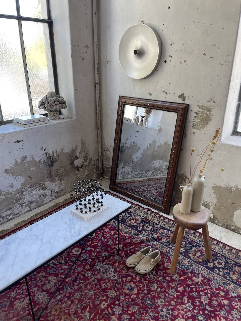 1900 wooden mirror with nails