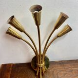 Five-branch wall sconce in brass, 1950s.
