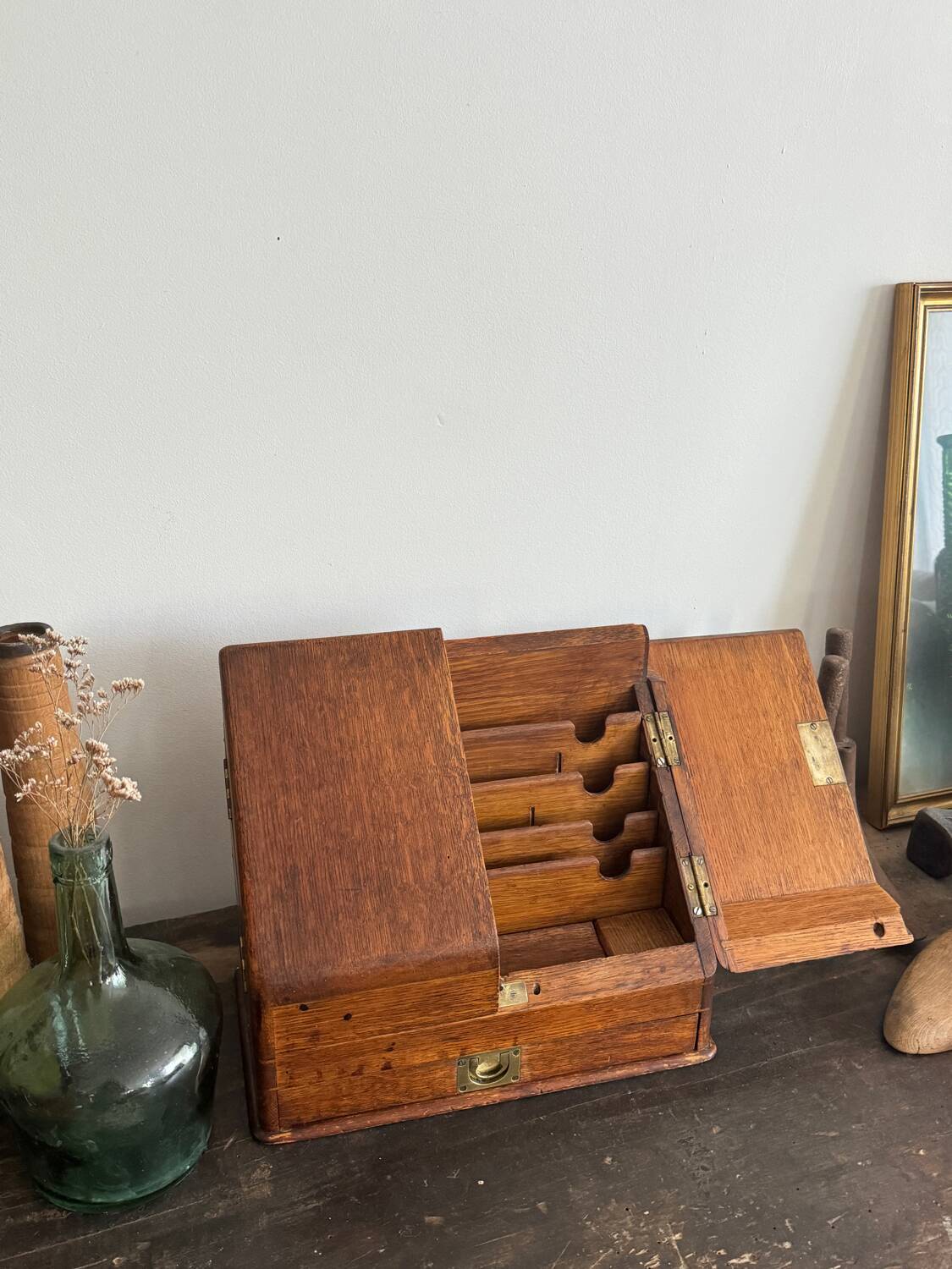 Small wooden mail storage unit